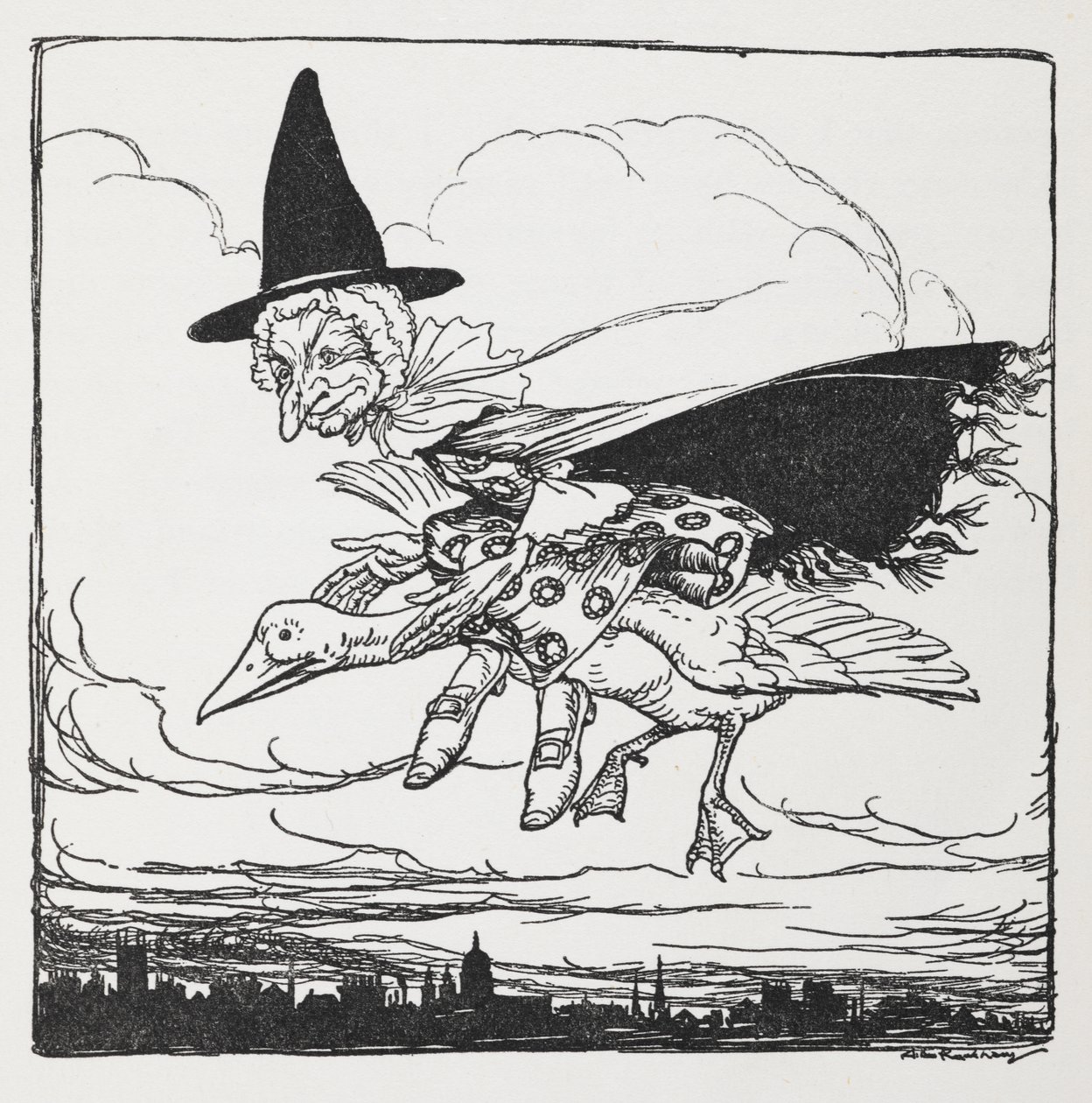 Matka husa letící na huse. od Arthur Rackham