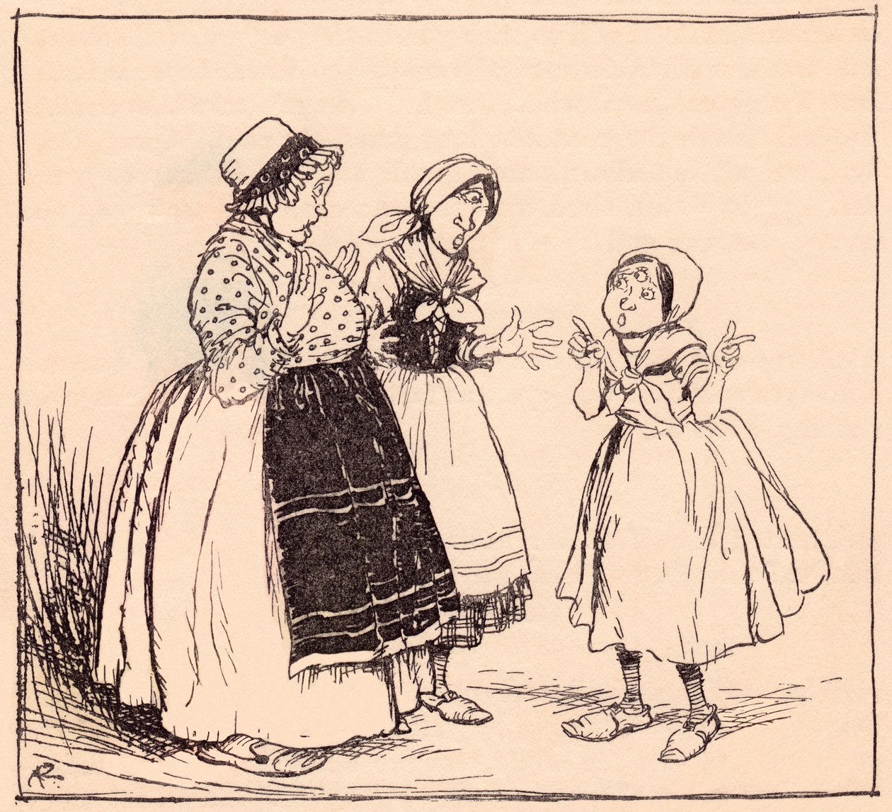 Teď už vím, proč tam ta zastrčená věc nejí. Ilustrace Arthura Rackhama z Grimmových pohádek Jednooký, dvouoký a tříoký. od Arthur Rackham