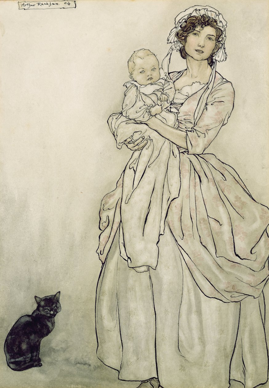 Rips dcera a vnuk, 1904 (wc s perem a inkoustem na papíře) od Arthur Rackham