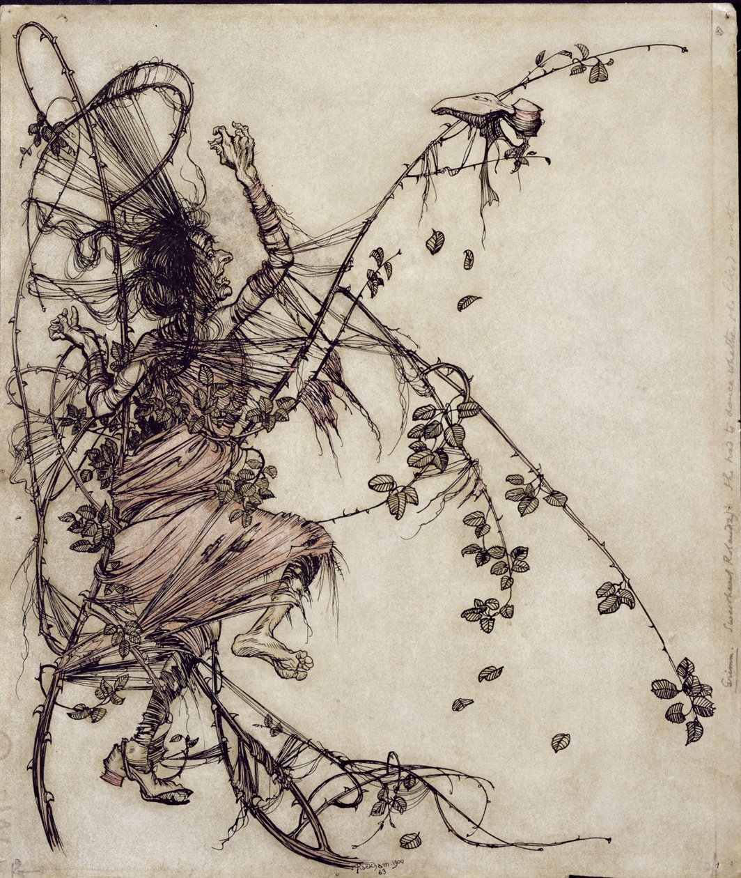 Miláčku Roland, ilustrace z The Brothers Grimm, přeložila paní Edgar Lewis, vydáno 1900 (pero a inkoust a wc na papíře) od Arthur Rackham