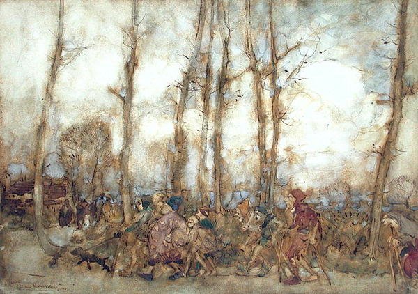 Žebráci přicházejí do města od Arthur Rackham
