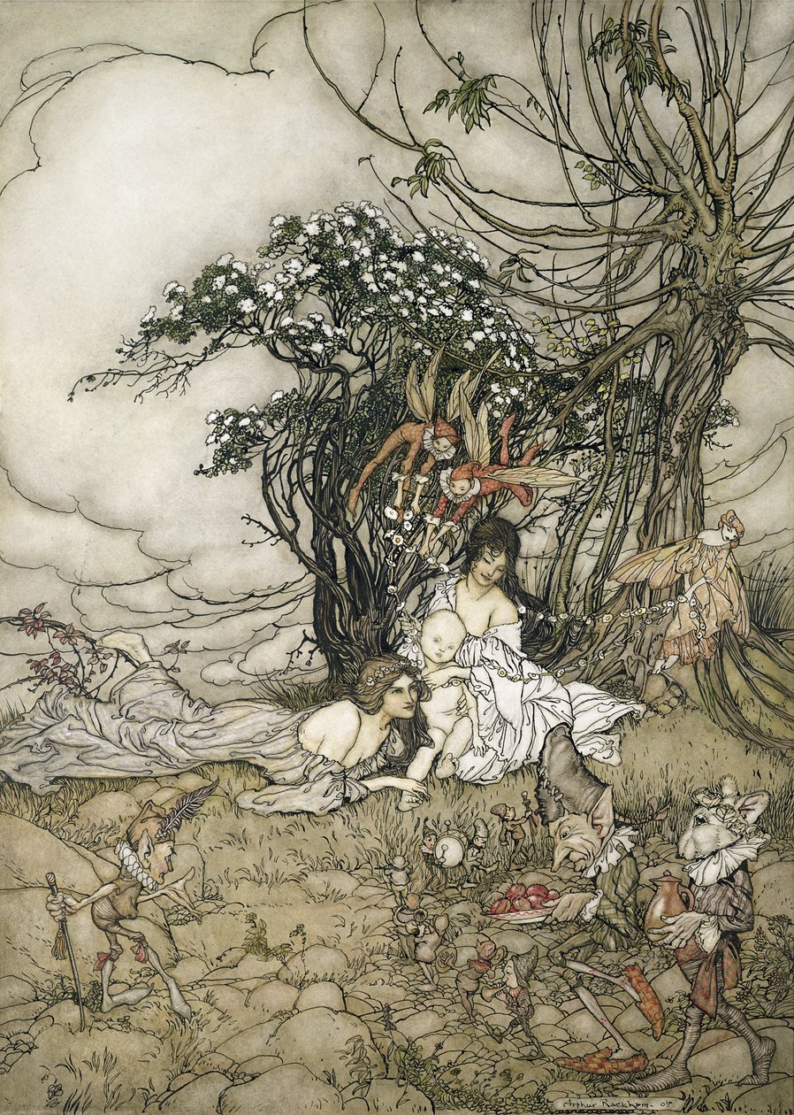The Changeling, 1905 (wc a pero a inkoust na papíře) od Arthur Rackham