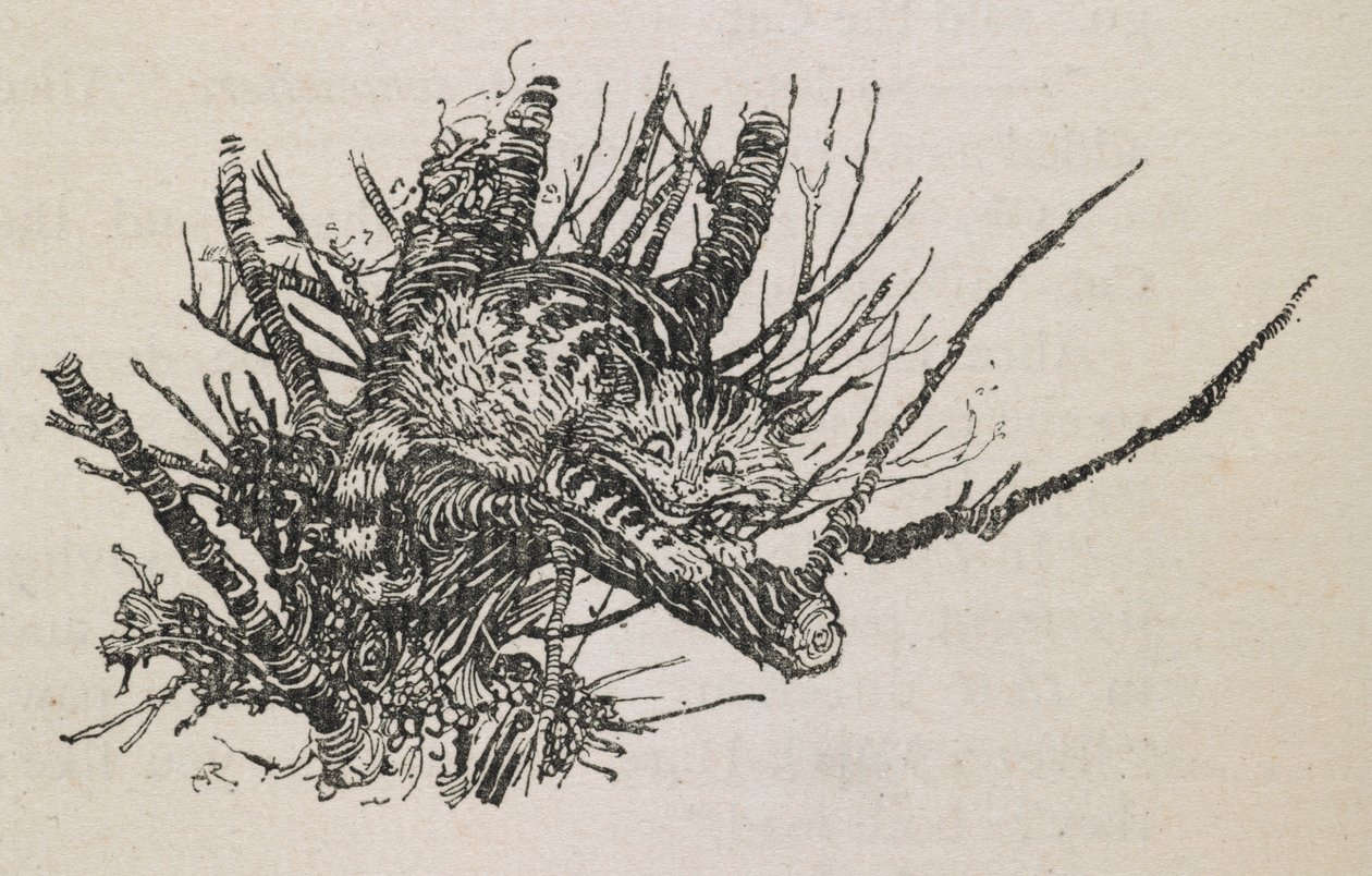 Cheshire kočka na stromě od Arthur Rackham