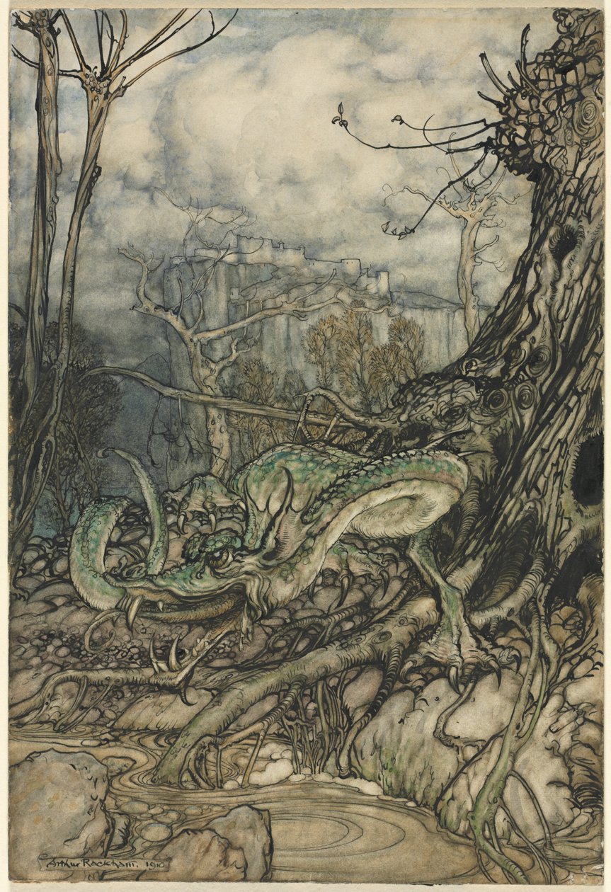 Zelený drak od Arthur Rackham