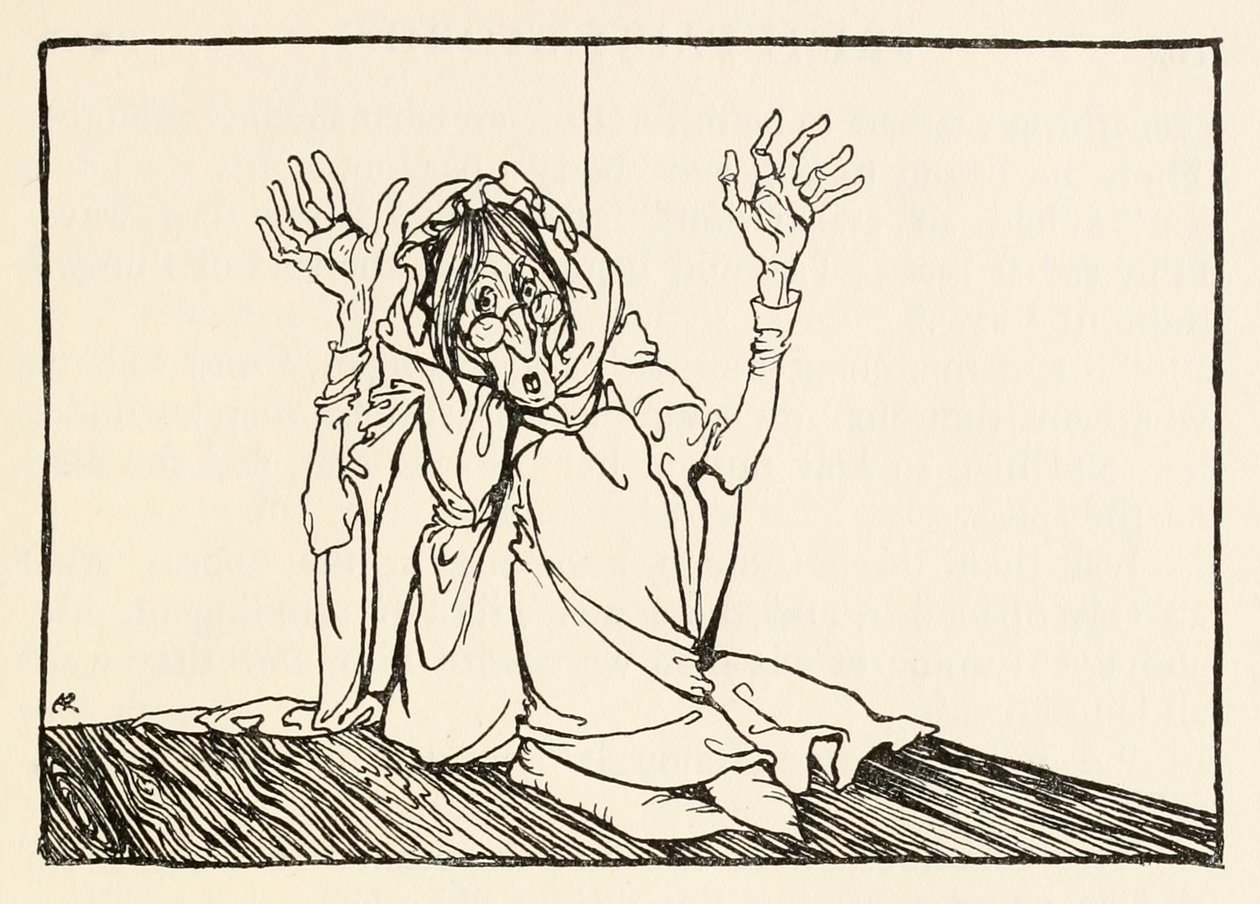 Hag seděla u zdi, z Morgans Frenzy v Irish Fairy Tales od Arthur Rackham