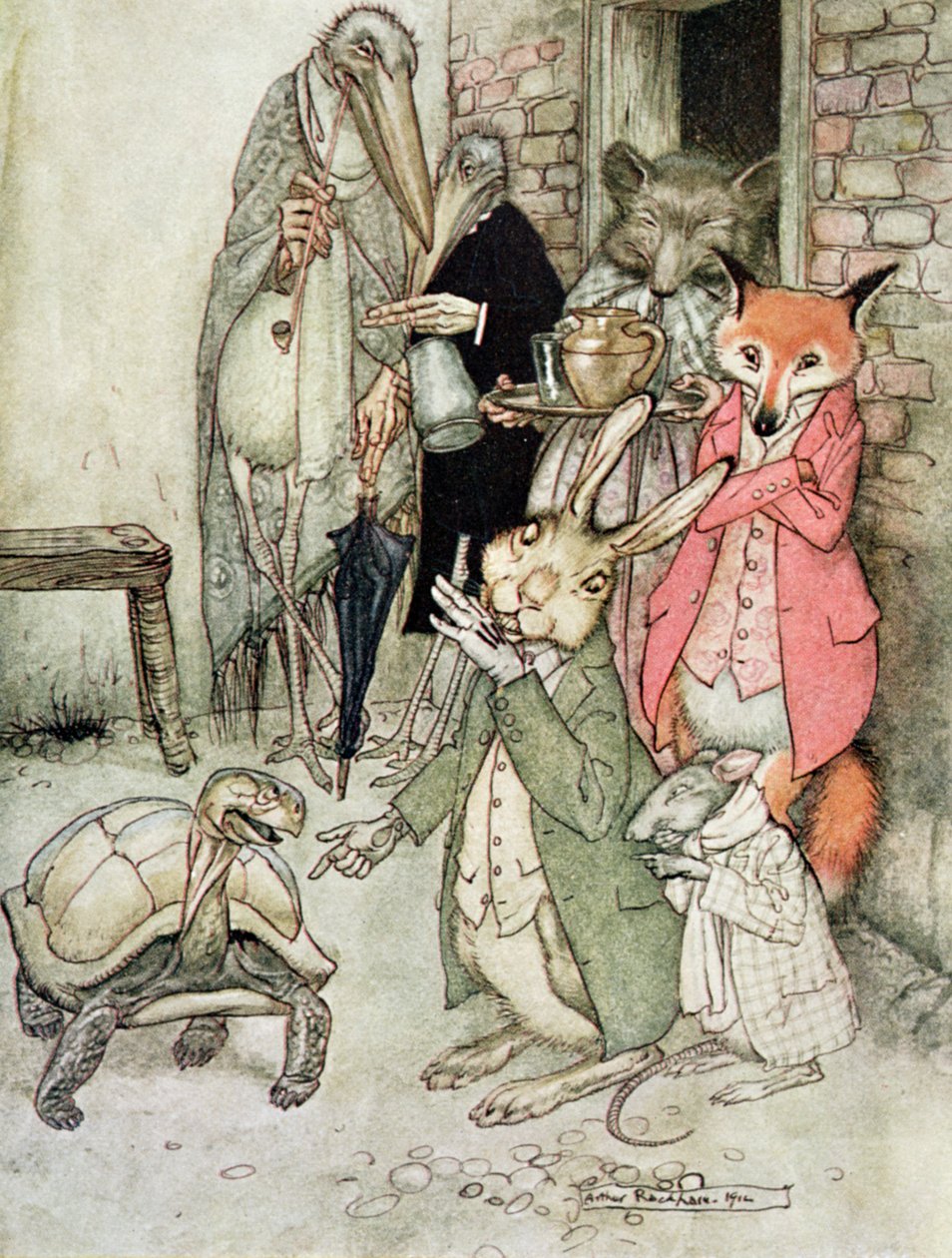 Zajíc a želva, ilustrace z 