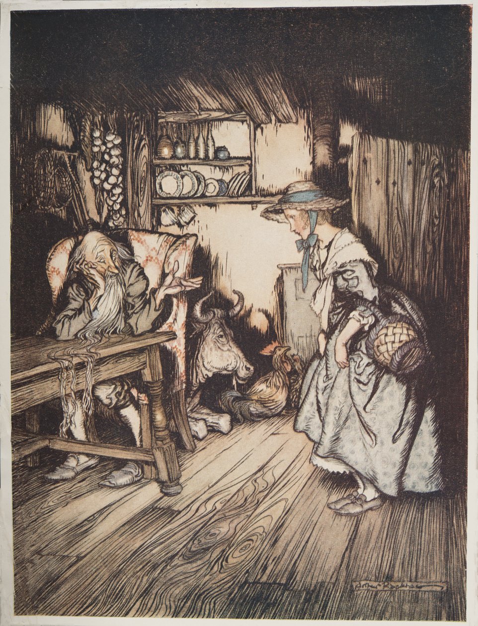Chata v lese, z Bratříčka a sestřičky a jiné pohádky bratří Grimmů, pub. 1917 od Arthur Rackham