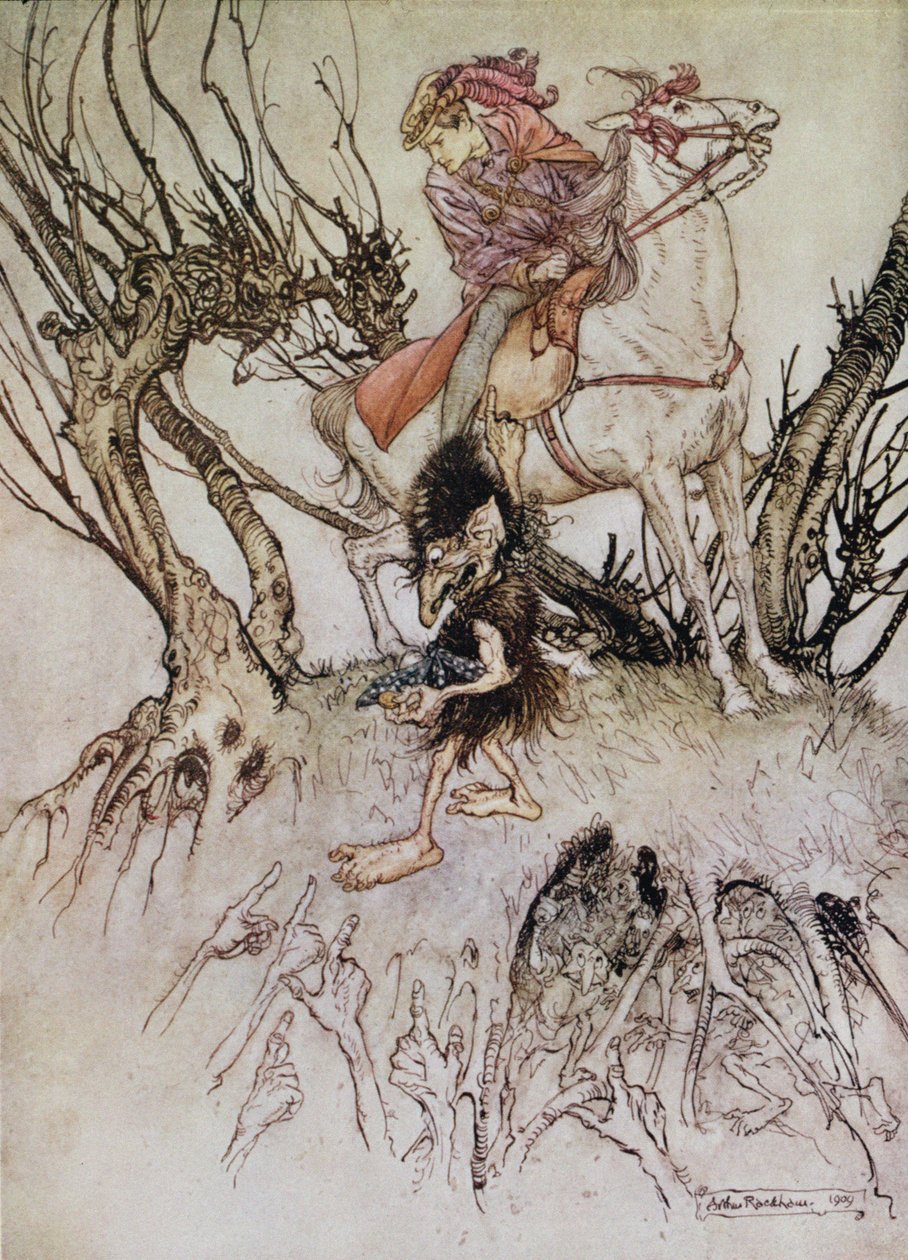 Rytíř Hulbrand s trpaslíkem, ilustrace k pohádce 