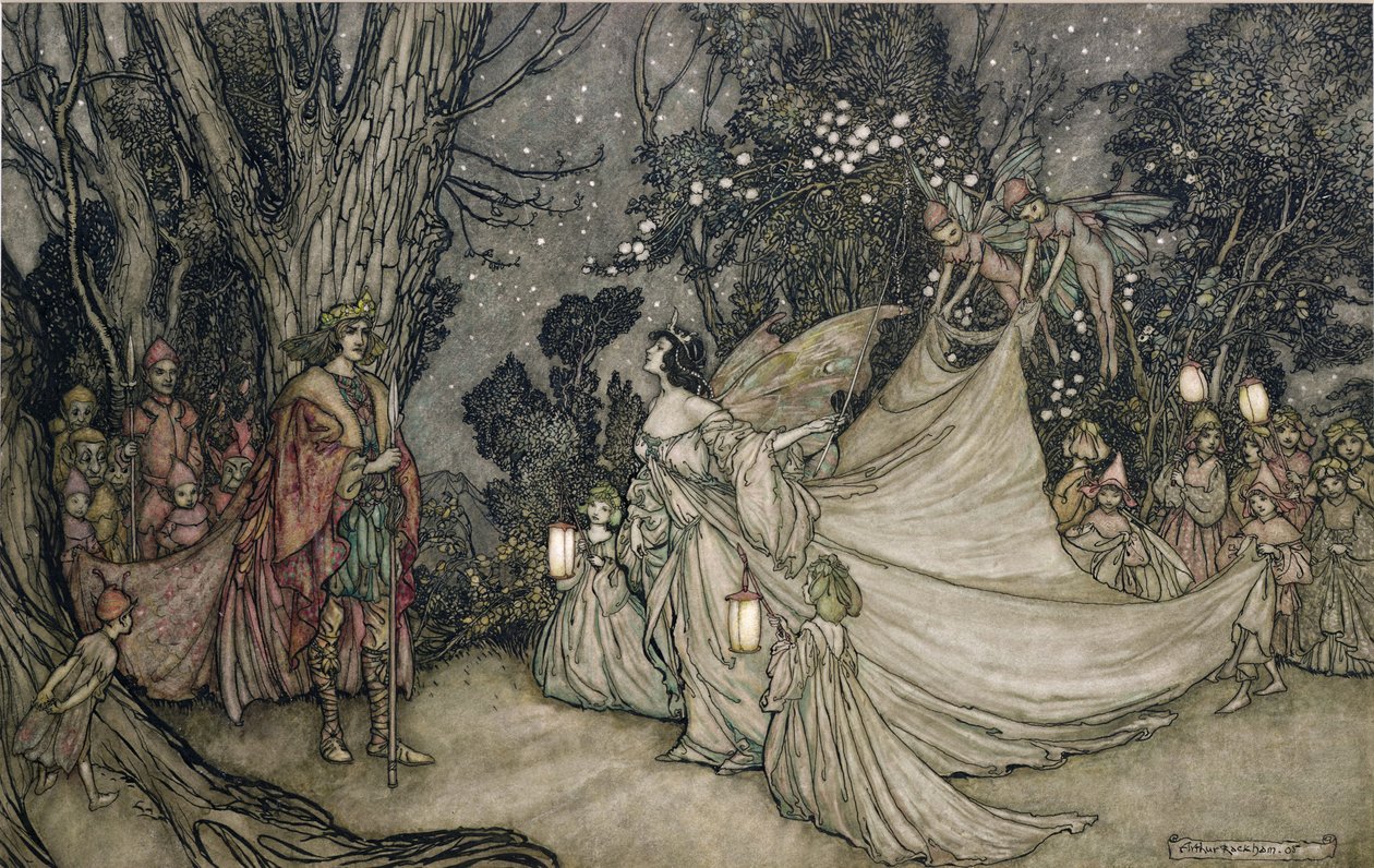 Setkání Oberona a Titanie od Arthur Rackham