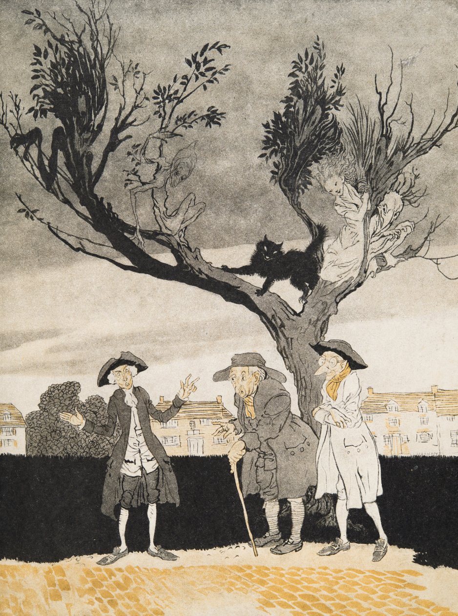 The Men of Sleepy Hollow (Inside Cover) z The Legend of Sleepy Hollow od Washingtona Irvinga (1783 - 1859), hospoda. 1928 od Arthur Rackham