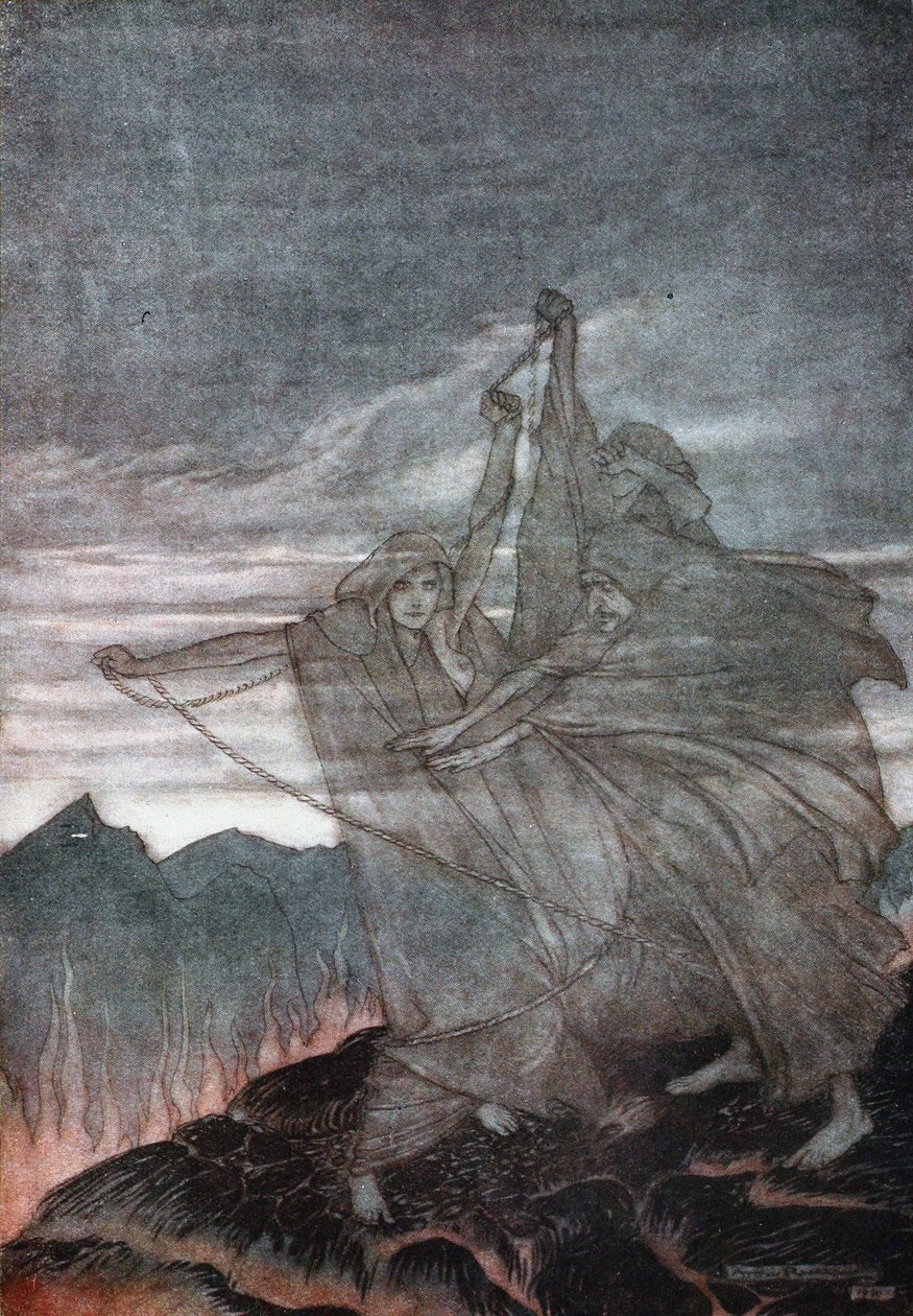 Nornové mizí. Ilustrace k Siegfriedovi a Soumraku bohů od Richarda Wagnera, 1910 od Arthur Rackham