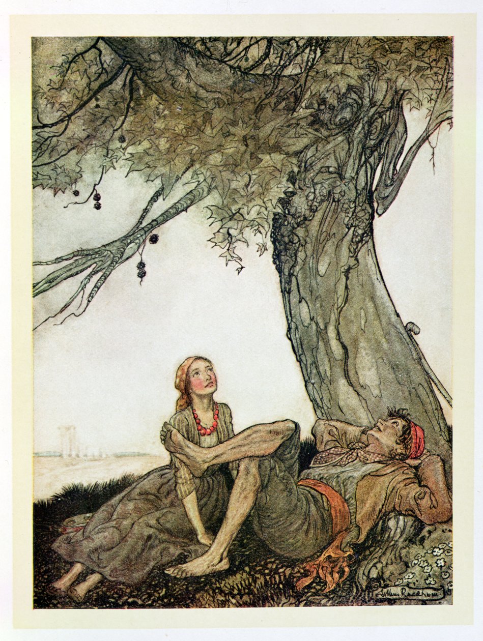 Cestovatelé a platan, ilustrace z 