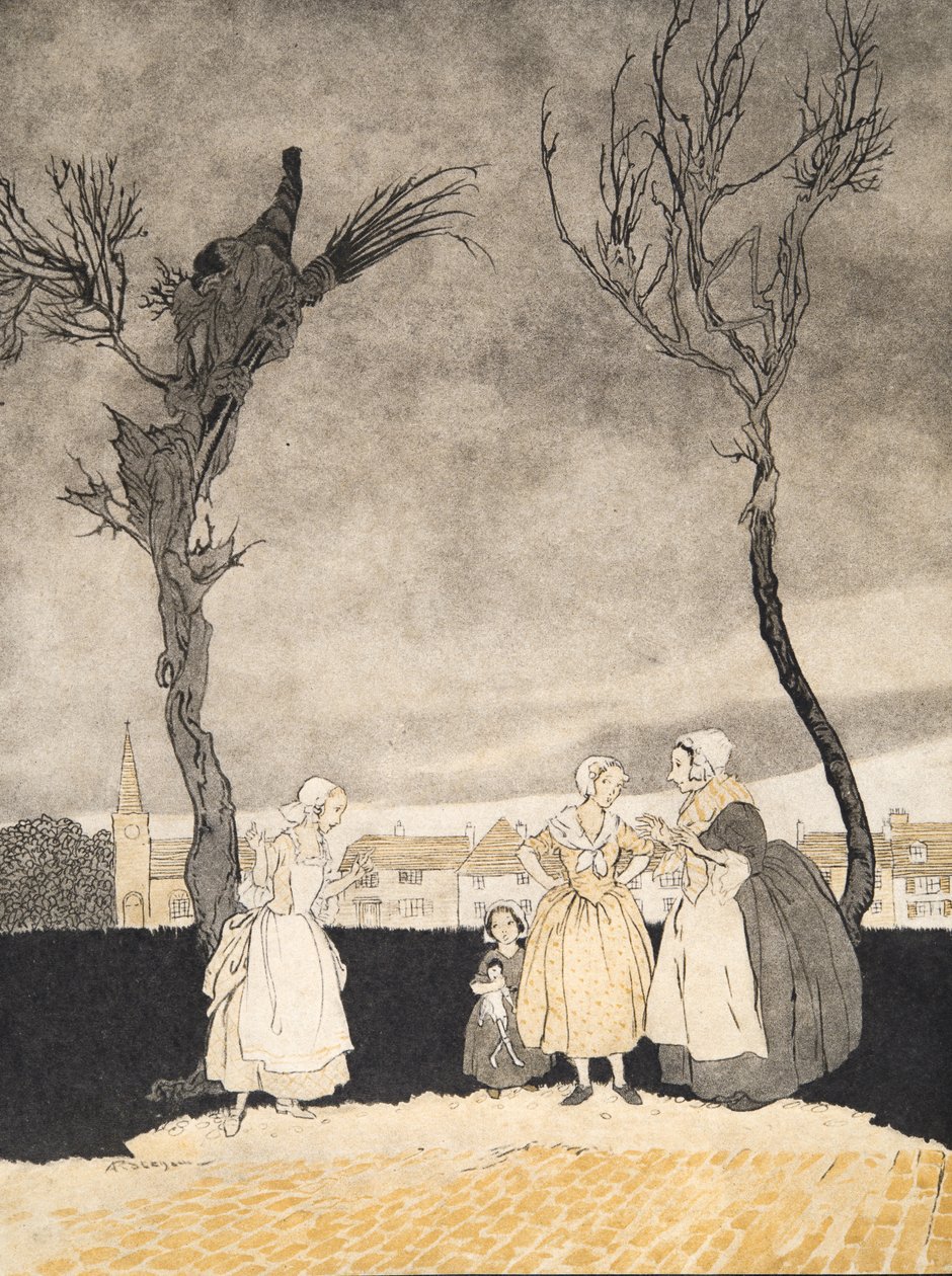 The Women of Sleepy Hollow (Inside Cover), z The Legend of Sleepy Hollow od Washingtona Irvinga (1783 - 1859), hospoda. 1928 od Arthur Rackham