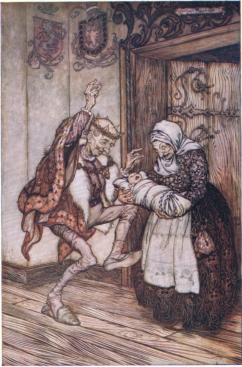 Král se nemohl ovládnout radostí (barva litho) od Arthur Rackham