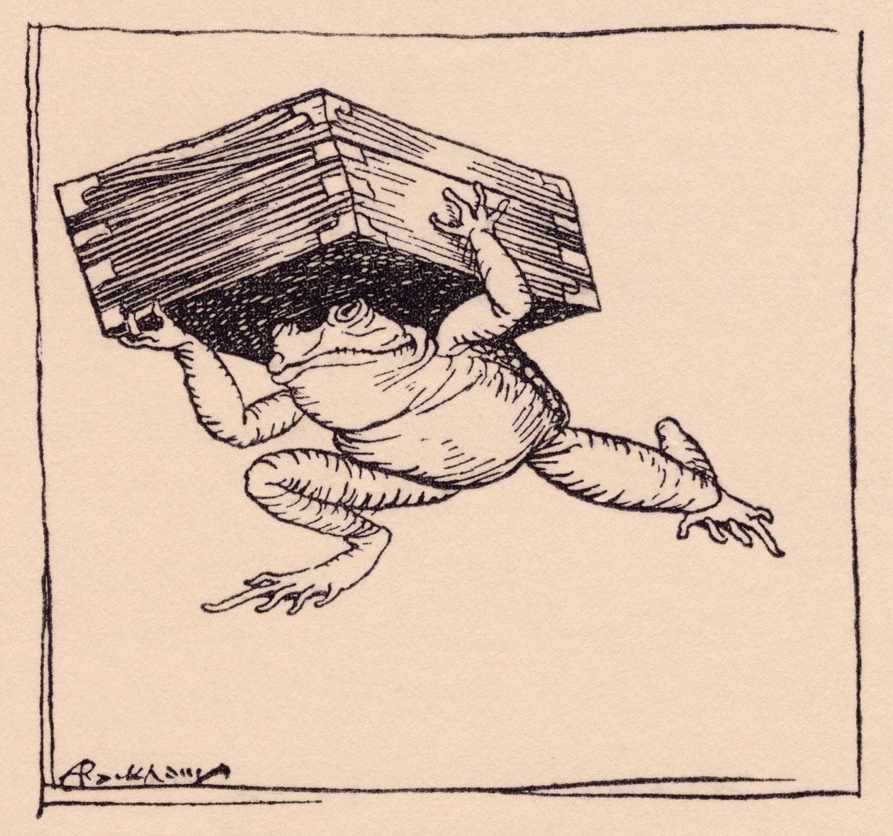 Malý šel a přinesl krabici. Ilustrace Arthura Rackhama z Grimmovy pohádky Železná kamna. od Arthur Rackham