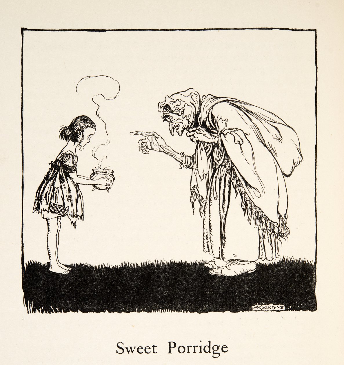 Malý šel a přinesl krabici, od Bratříčka a sestřičky a jiné pohádky bratří Grimmů, pub. 1917 (litho) od Arthur Rackham