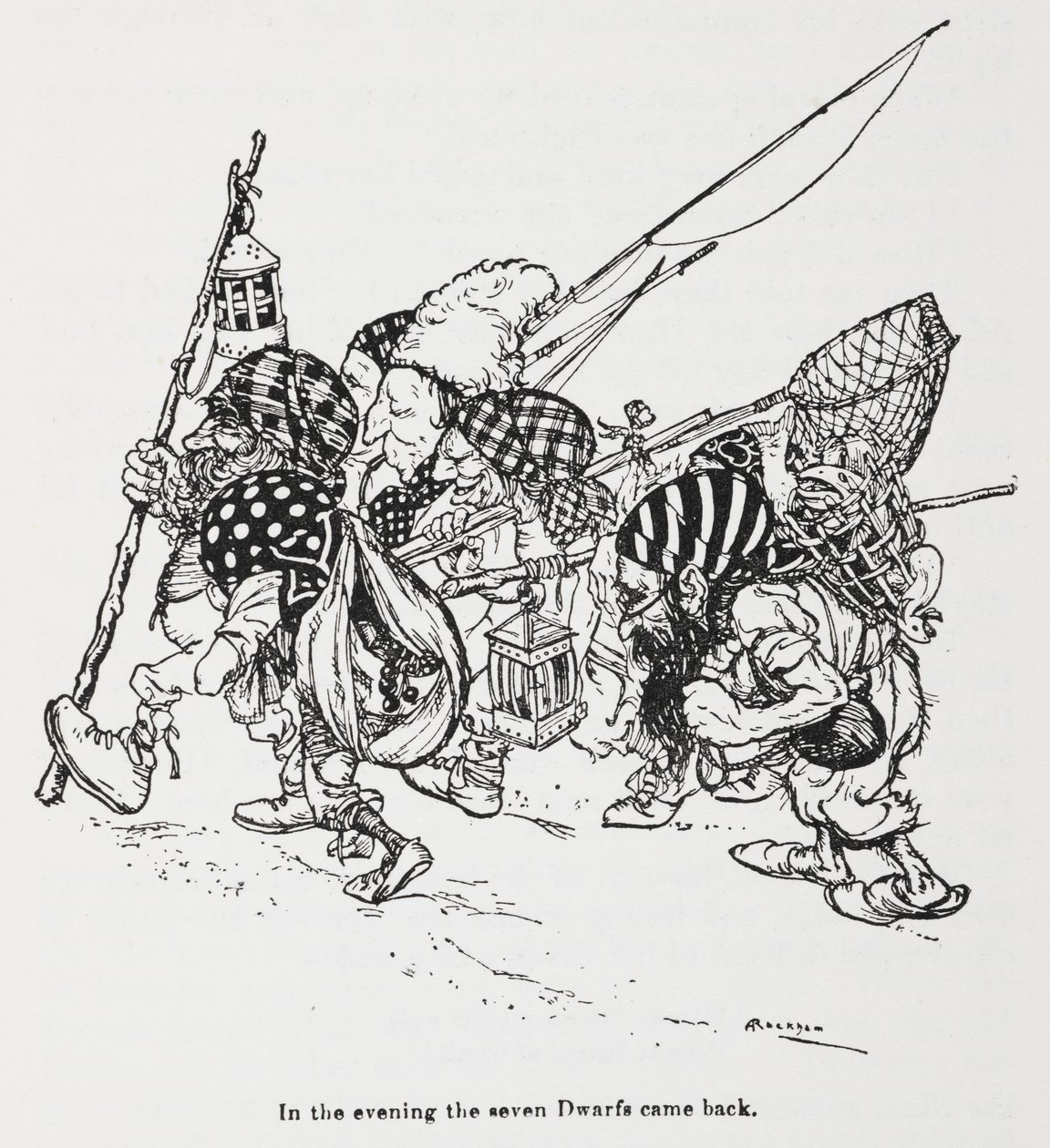 Sedm trpaslíků ze Snowdrop (Sněhurka) od Arthur Rackham