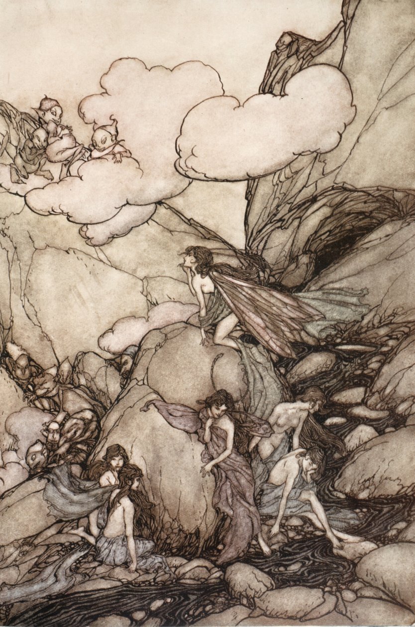 Tyto pohádkové hory, z hospody Rip Van Winkle od Washingtona Irvinga. 1910 od Arthur Rackham