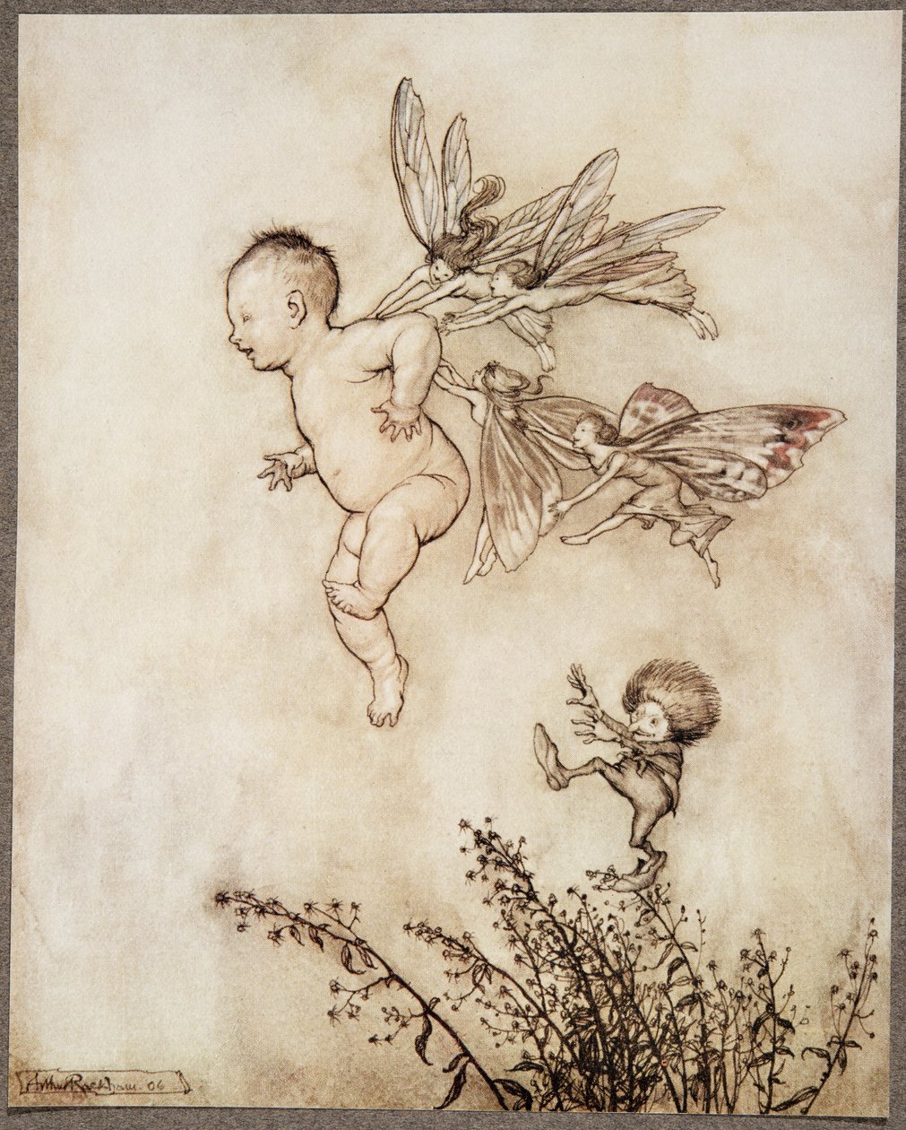 Všichni ho lechtali na rameni..., od Petera Pana v Kensington Gardens od J. M. Barrieho (1860 - 1937), hospoda. 1906 od Arthur Rackham