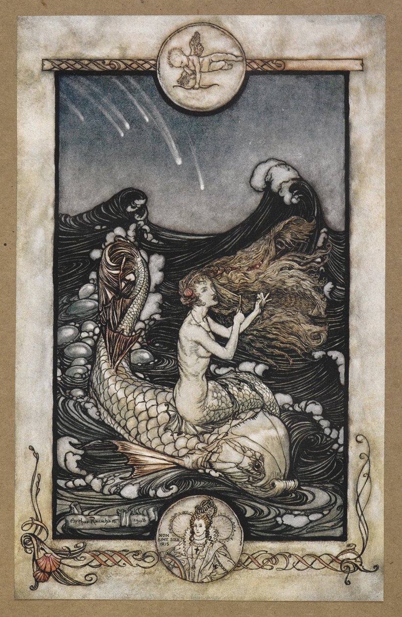 Slyšet hudbu námořníky. Scéna ze „Snu noci svatojánské“. od Arthur Rackham