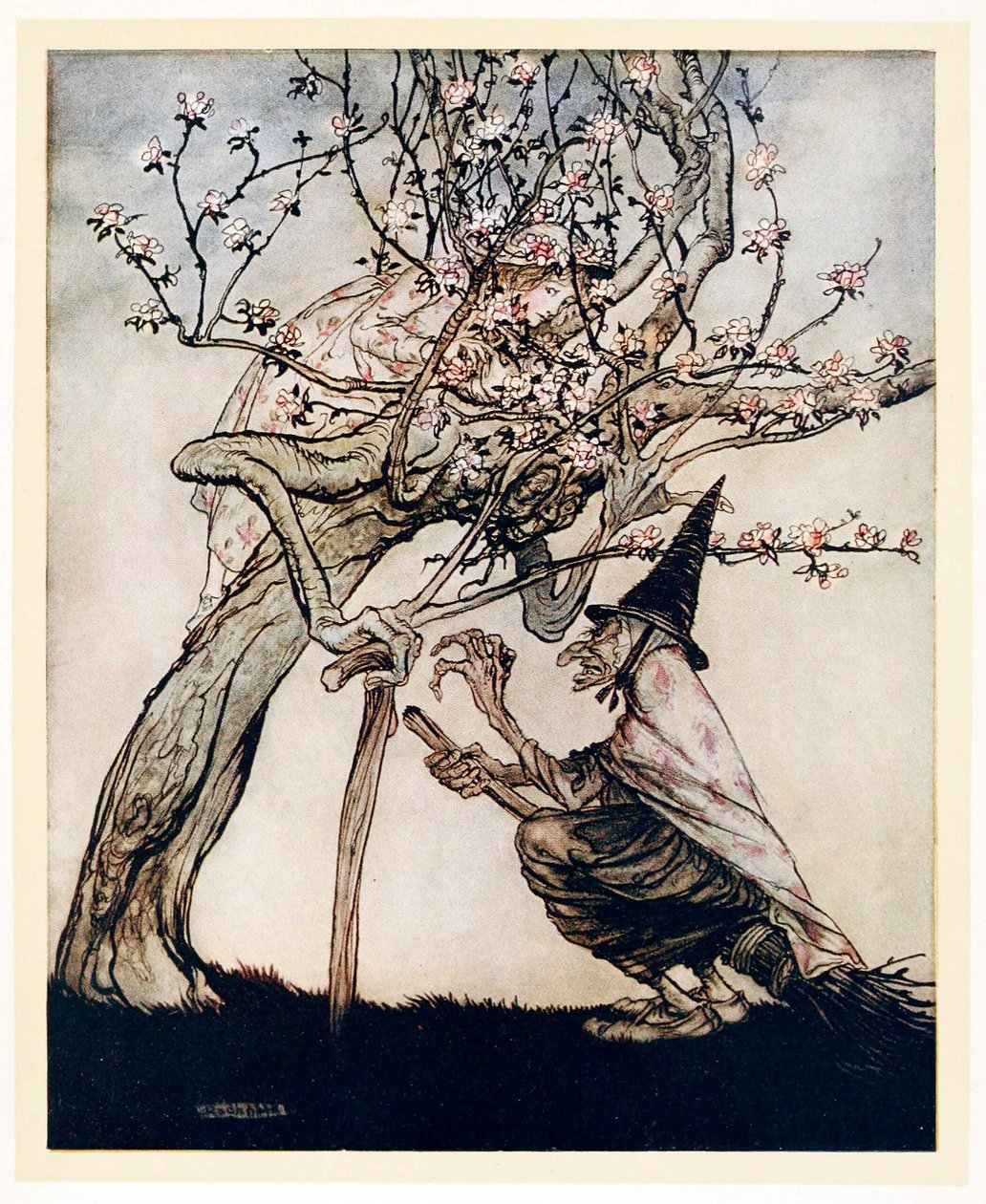 Můj strom! Ó můj strome! Už jsi viděl moji nezbednou služku, English Fairy Tales, hospoda 1922. od Arthur Rackham