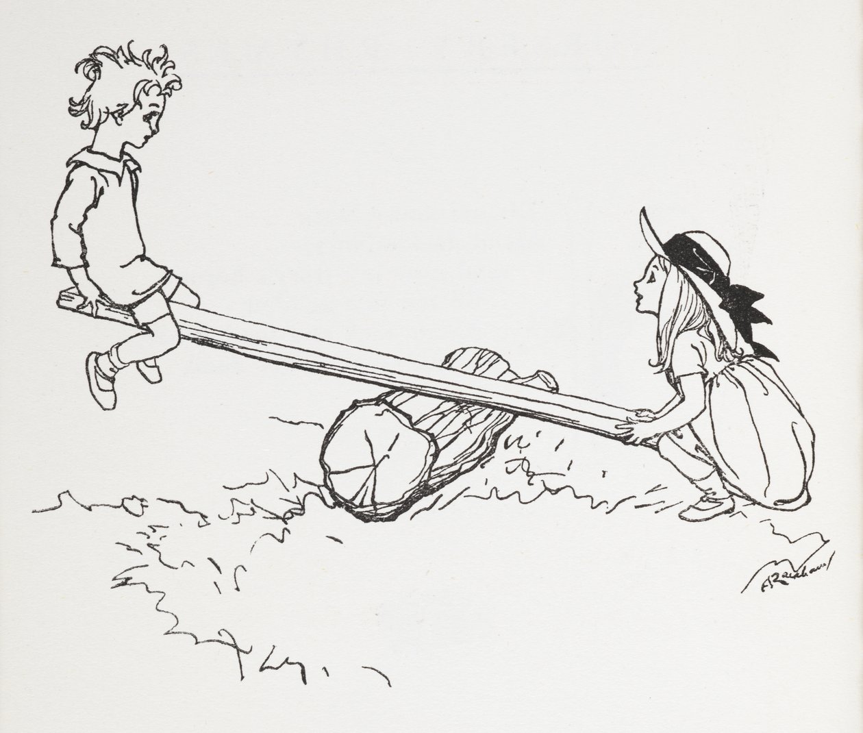 Dvě děti na houpačce. od Arthur Rackham