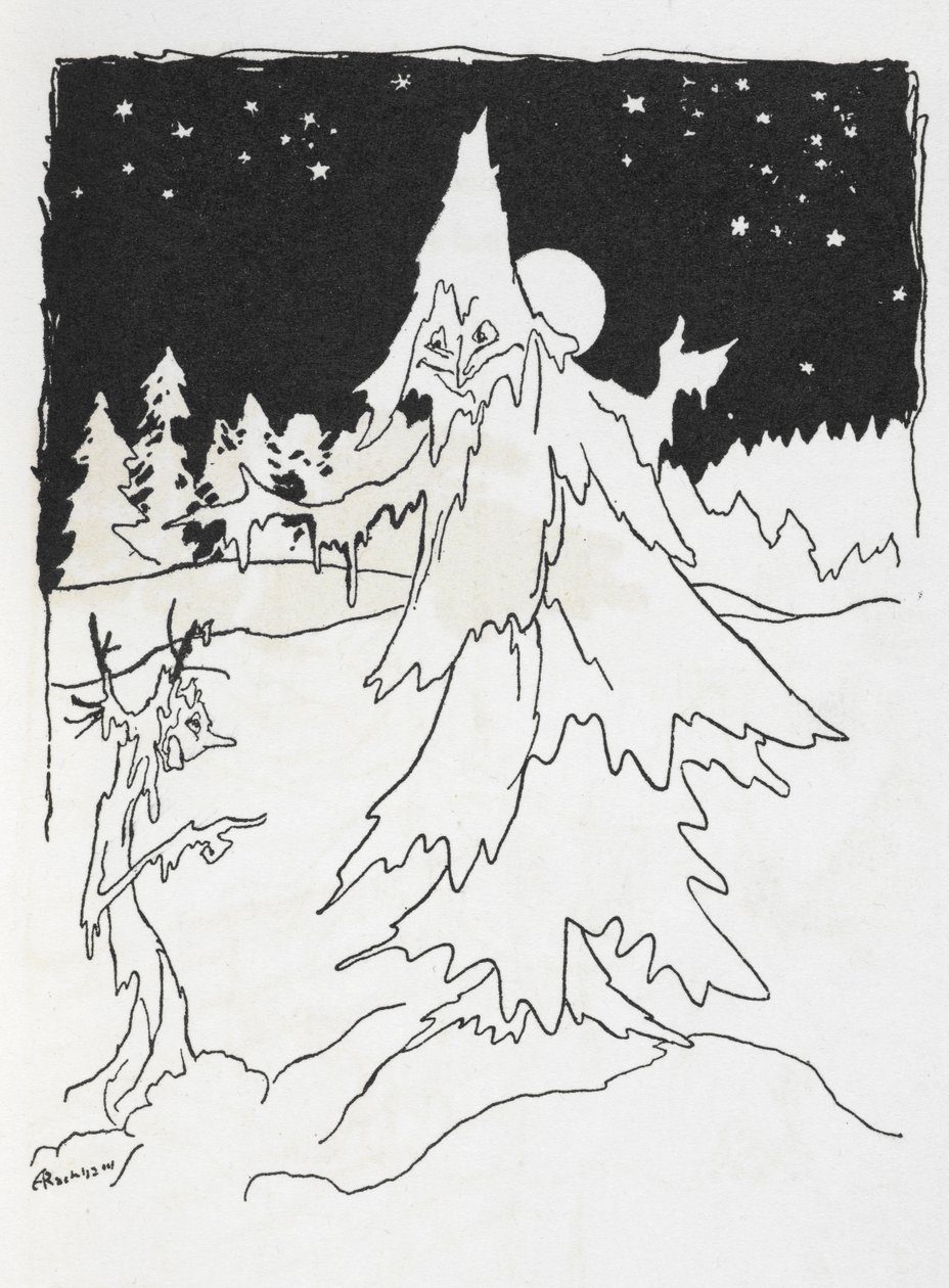 Dva strom-muži v zasněženém lese od Arthur Rackham