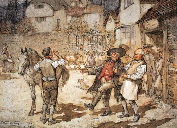 Když bolák ovcí přinesl přiměřený zisk (pero & inkoust a akvarel na papíře) od Arthur Rackham