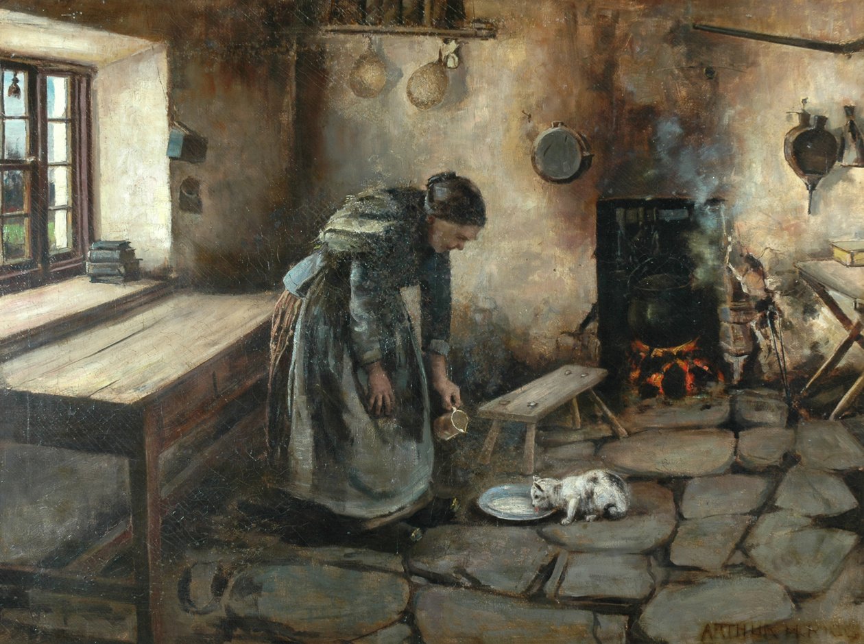 Interiér farmy (olej na plátně) od Arthur Rigg