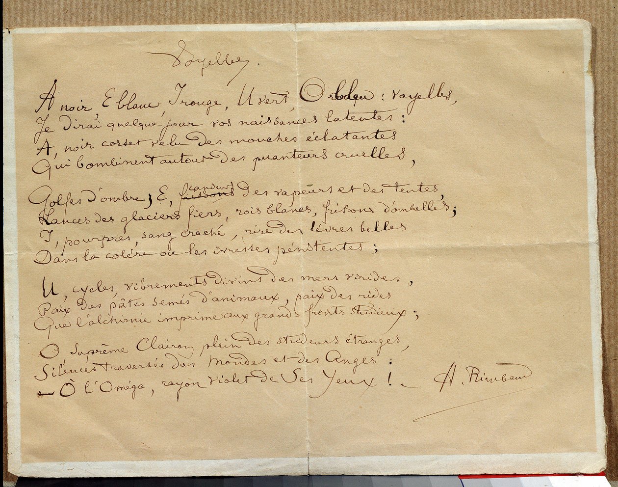 Rukopis básně Arthura Rimbauda: „Samohlásky““ od Arthur Rimbaud