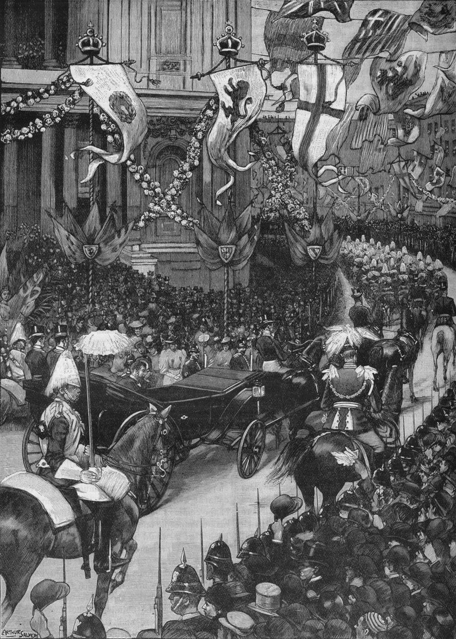 Sňatek vévody z Yorku: královský průvod kolem katedrály svatého Pavla, 1893 1906 od Arthur Salmon