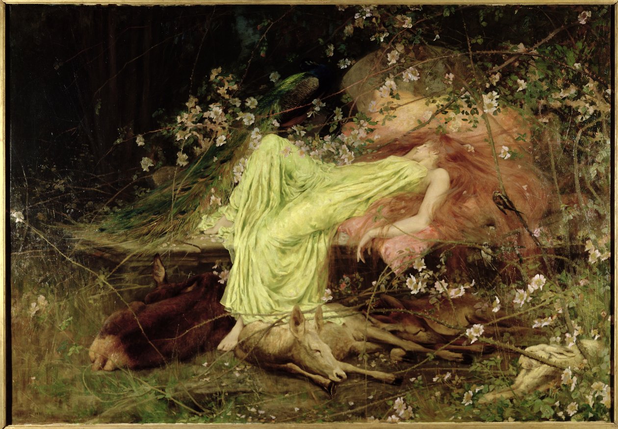 A Fairy Tale: "All Seemed to Sleep, the Timid Hare on Form" - Scott, cca 1895 (olej na plátně) od Arthur Wardle