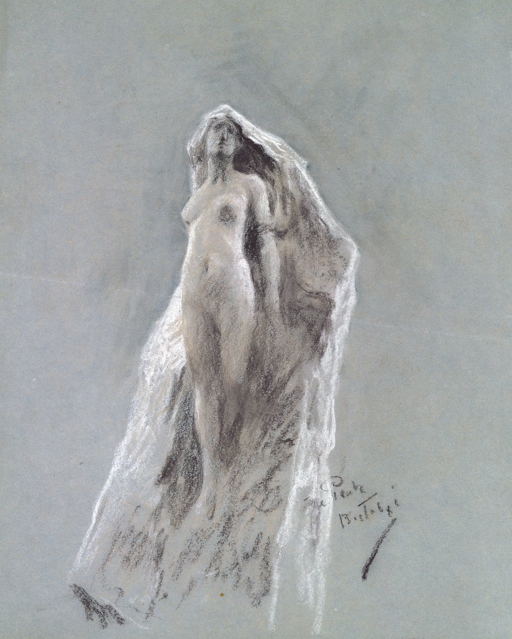 Spirit of the Peak, kolem roku 1890 (pastel na modrém papíře) od Arthur Wardle