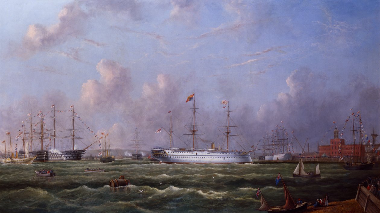 Indická vojenská loď "Serapis" připlouvající do Portsmouthu od Arthur Wellington Fowles