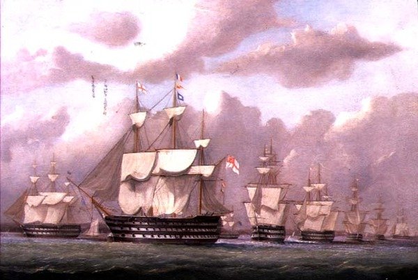 Viceadmirál Bílé přijíždějící na Spithead od Arthur Wellington Fowles