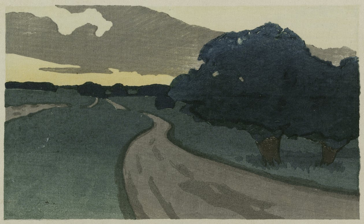 The Long Road, Argilla Road, Ipswich, 1898 (barevný dřevoryt) od Arthur Wesley Dow