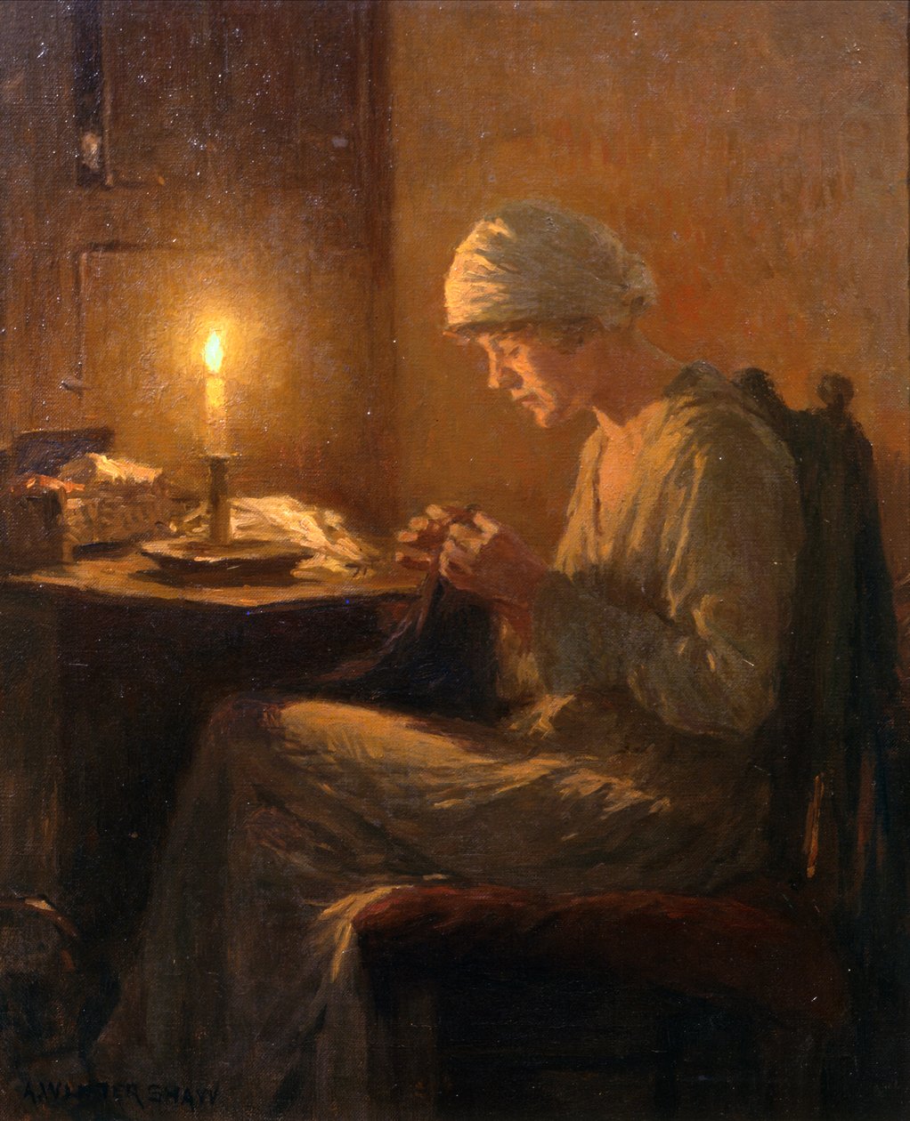 Vyšívání Candlelight (olej na plátně) od Arthur Winter Shaw