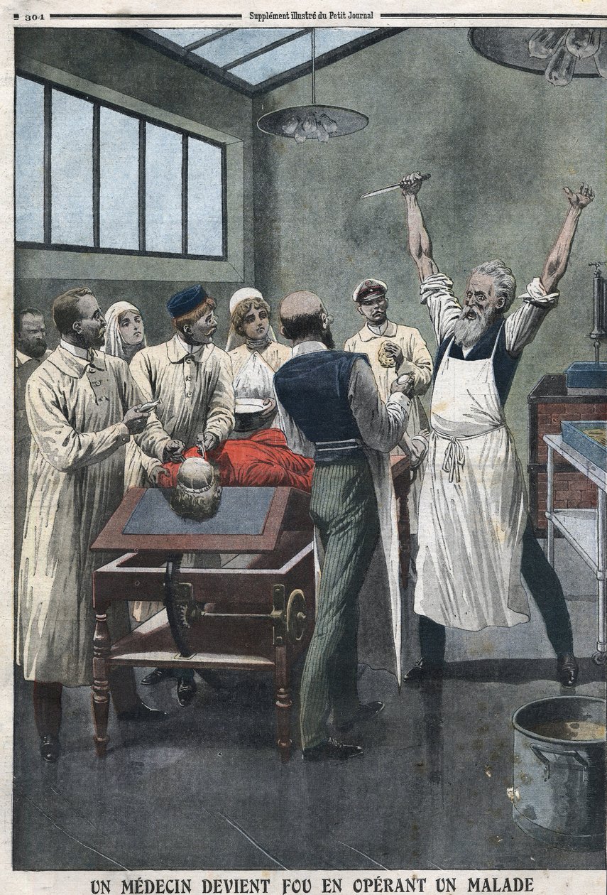 Lékař chirurg se zbláznil při operaci pacienta v nemocnici v Razominu, Čita, Rusko od Artist Unknown