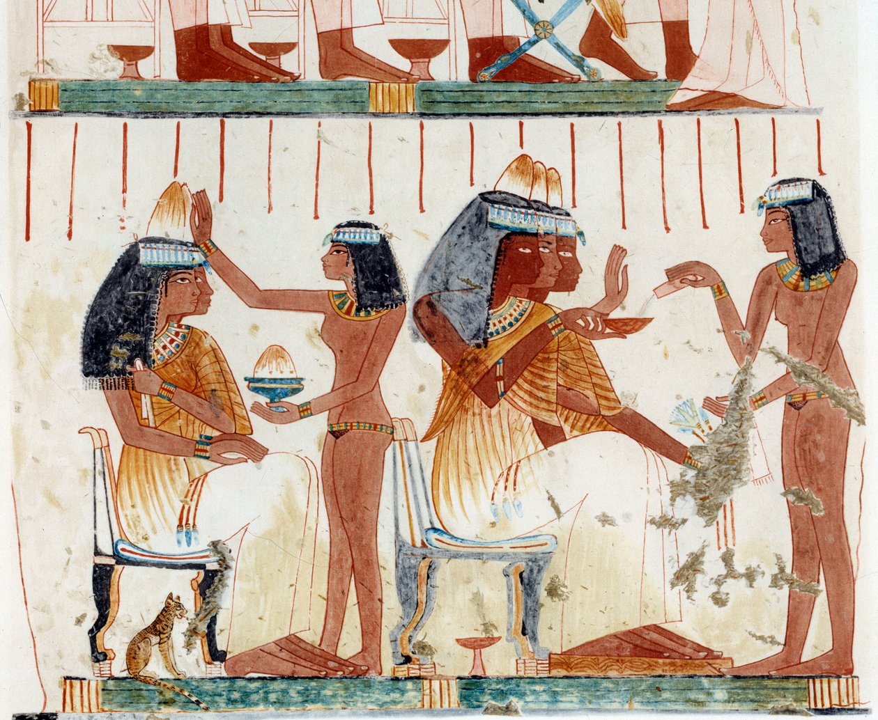 Recepce. Faksimile podle hrobky dvou sochařů v Thébách, období Amenofise II., asi 1450-1425 př. n. l. od Artist Unknown