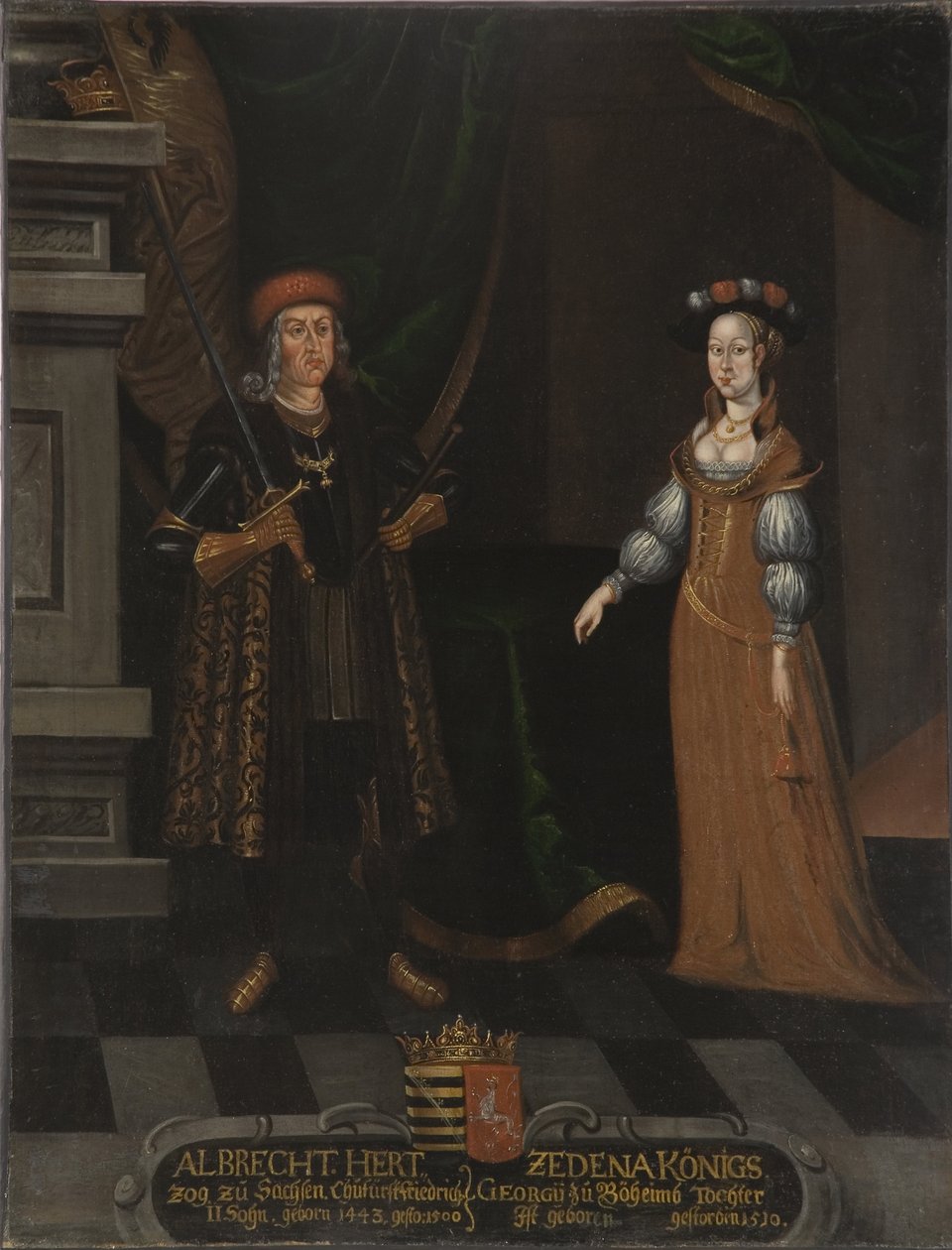 Albert III. saský, zvaný Neohrožený, a Sidonie de Boheme (Zdena z Poděbrad) (olej na plátně) od Artist Unknown