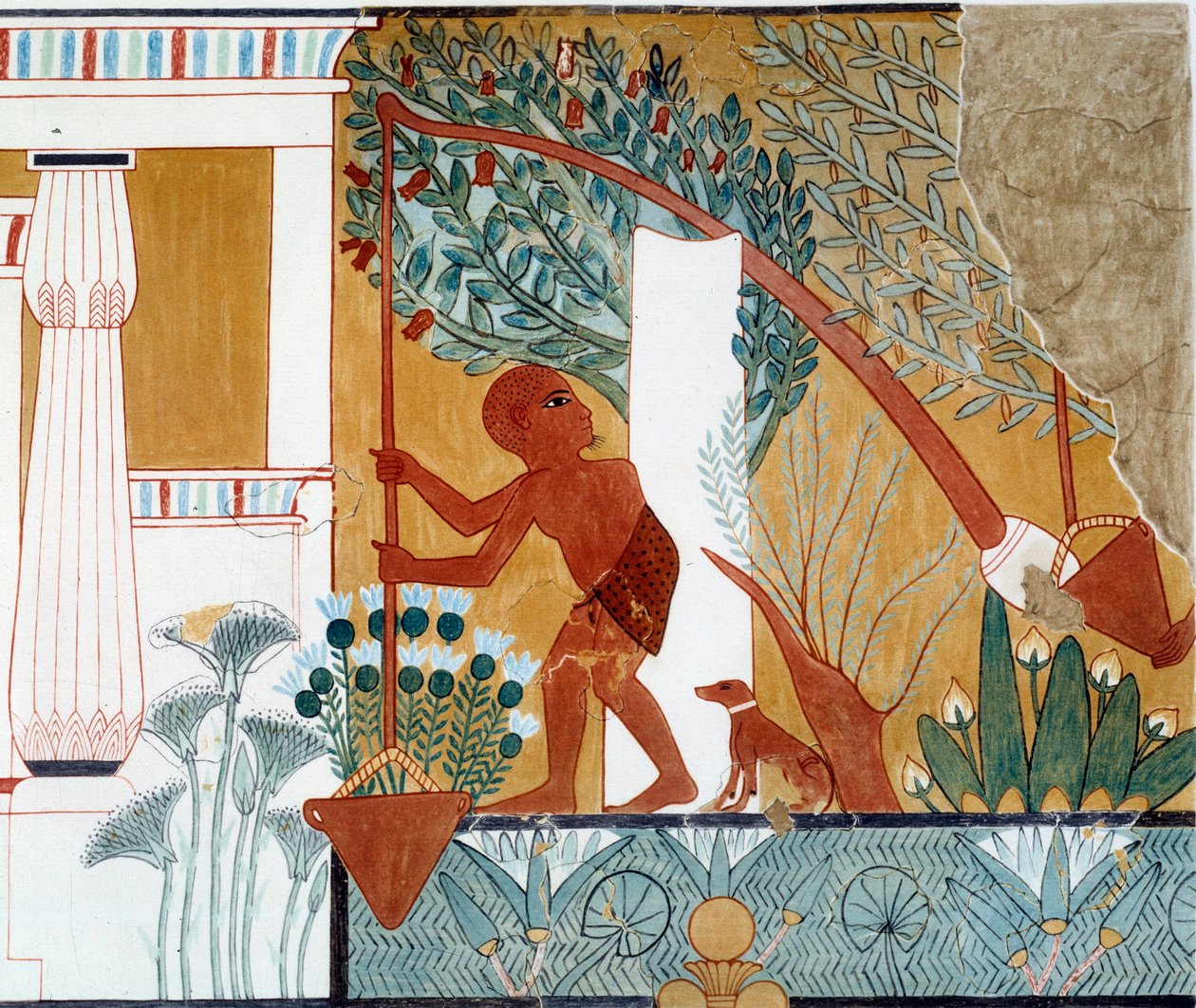 Umění Egypta: šadúf u studny. Fac simile z hrobky d