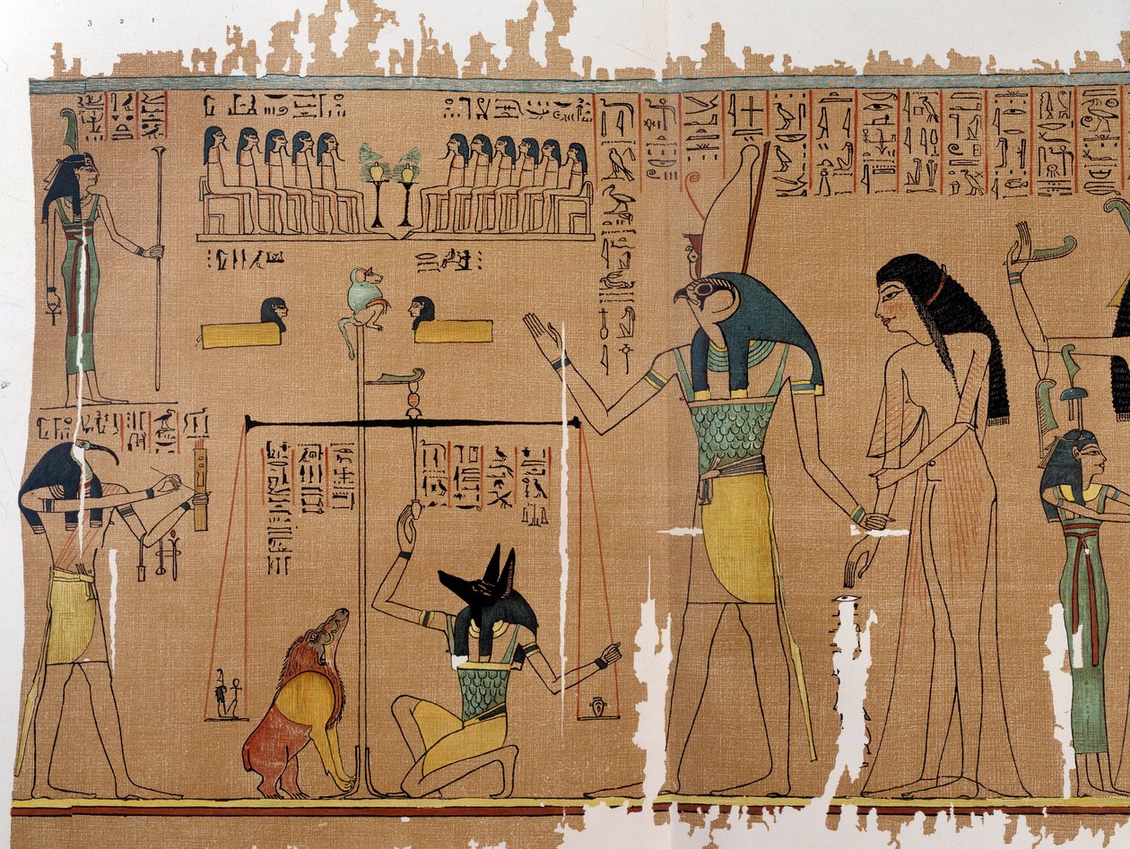 Umění Egypta: tíha duše - Bohové Anubis a Thot. Anhai Simile College od Artist Unknown