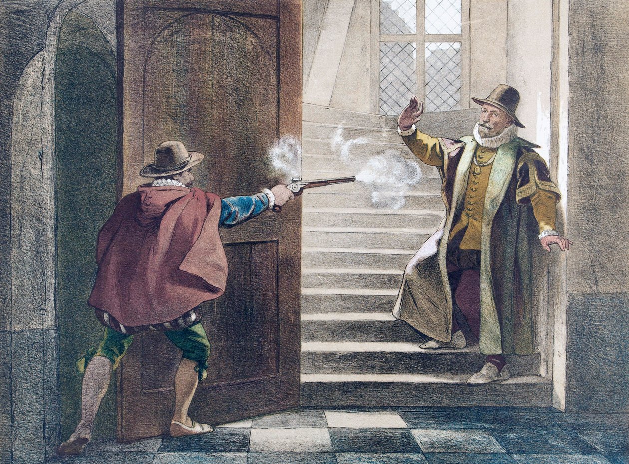 Zavraždění Viléma Oranžského od Artist Unknown