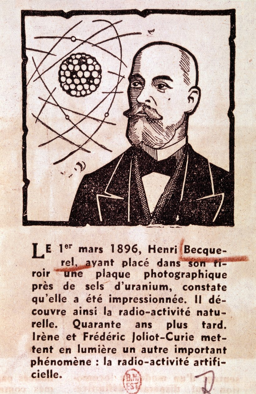 BECQUEREL Antoine Henri Francouzský inženýr, fyzik, nositel Nobelovy ceny: (kresba) od Artist Unknown