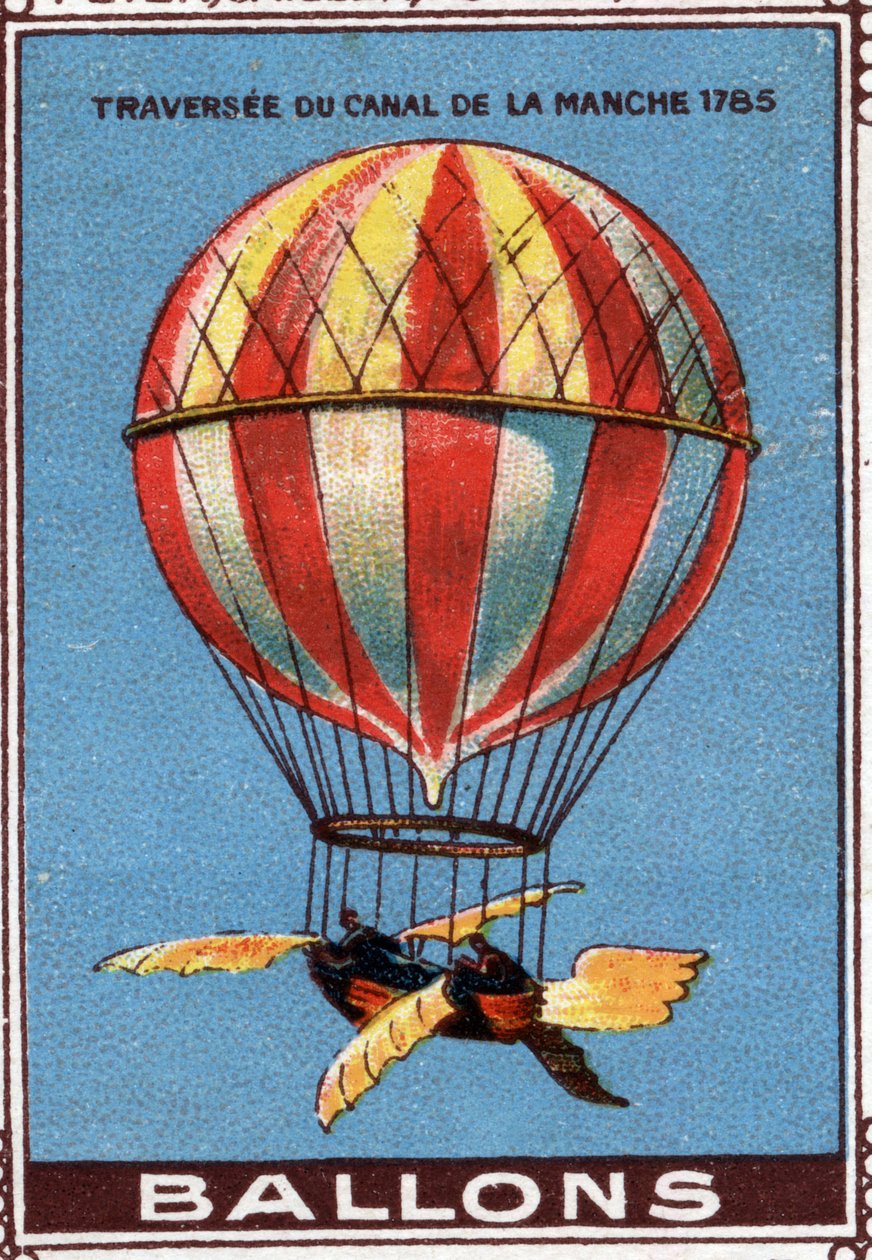 Balon při přejezdu kanálu La Manche od Artist Unknown