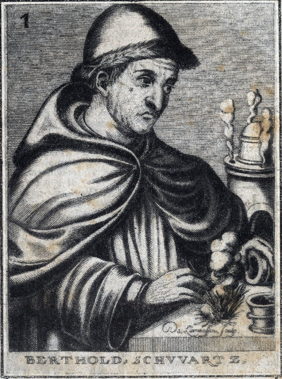 Berthold Schwartz, německý chemik, vynálezce střelného prachu a františkánský mnich. od Artist Unknown