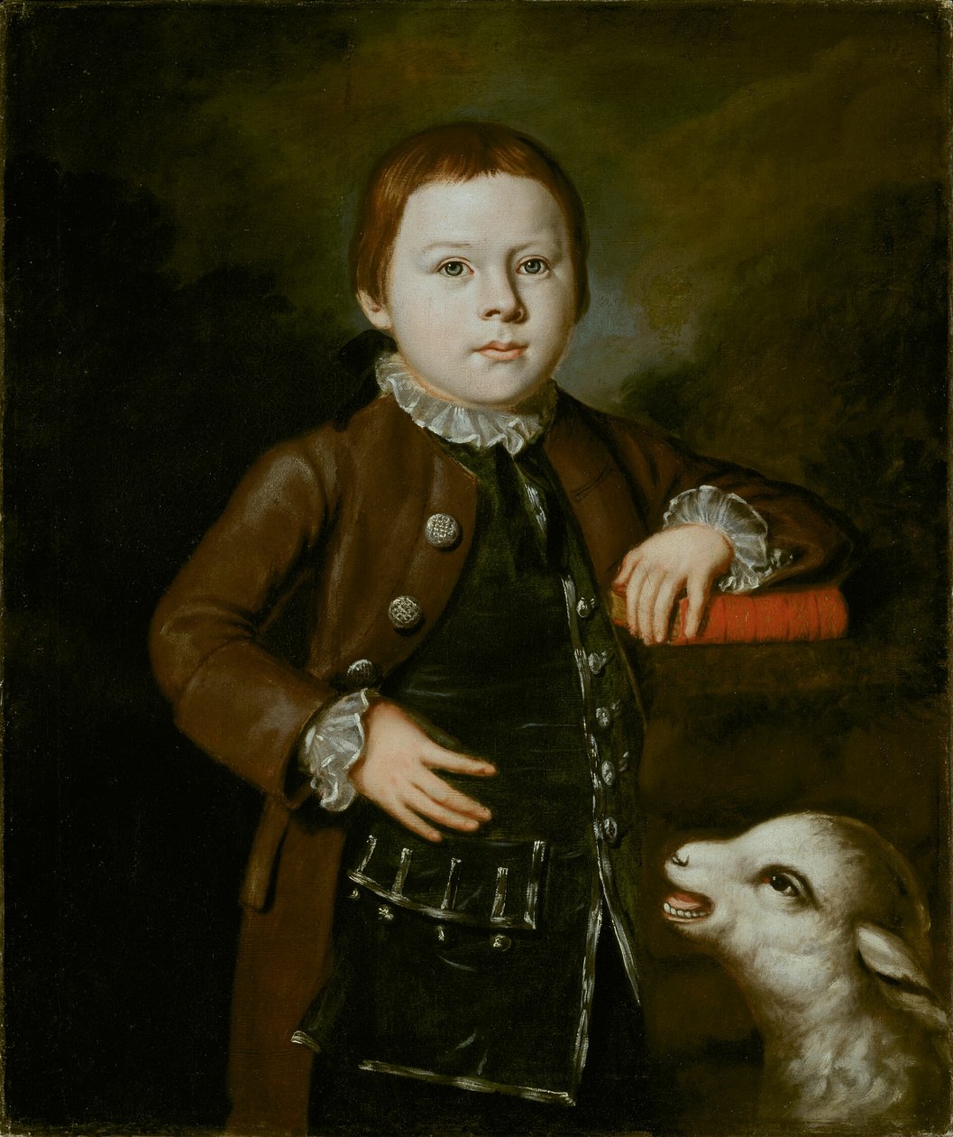 Chlapec rodiny Hallettových s jehnětem od Artist Unknown