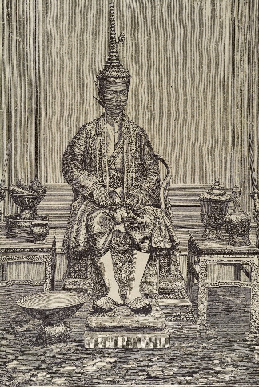 Čulalongkorn neboli Ráma V. (1853-1910). Pátý siamský panovník z rodu Čakri. Rytina. Soukromá sbírka od Artist Unknown
