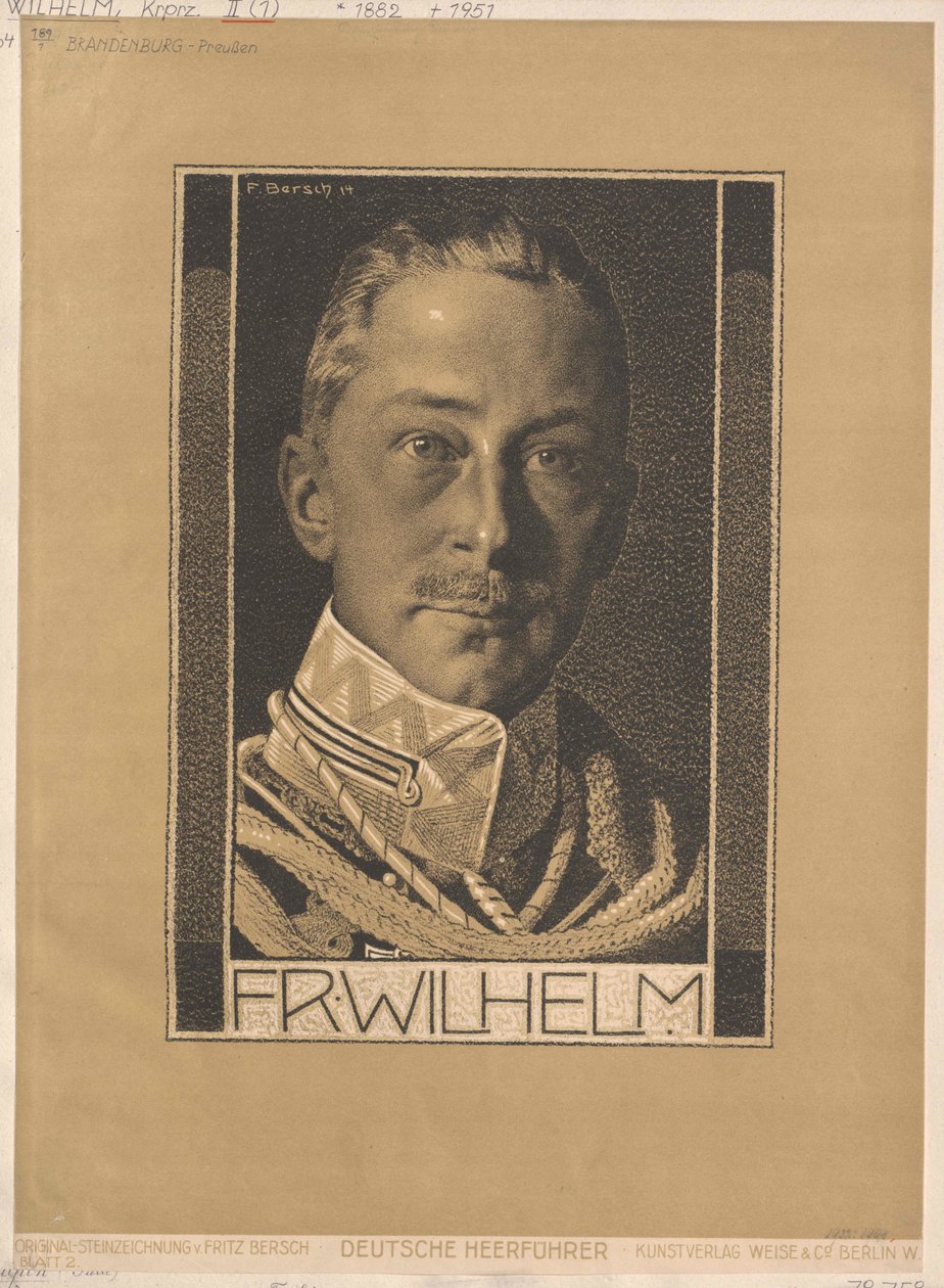 Korunní princ Německého císařství a Pruska Wilhelm (tisk) od Artist Unknown