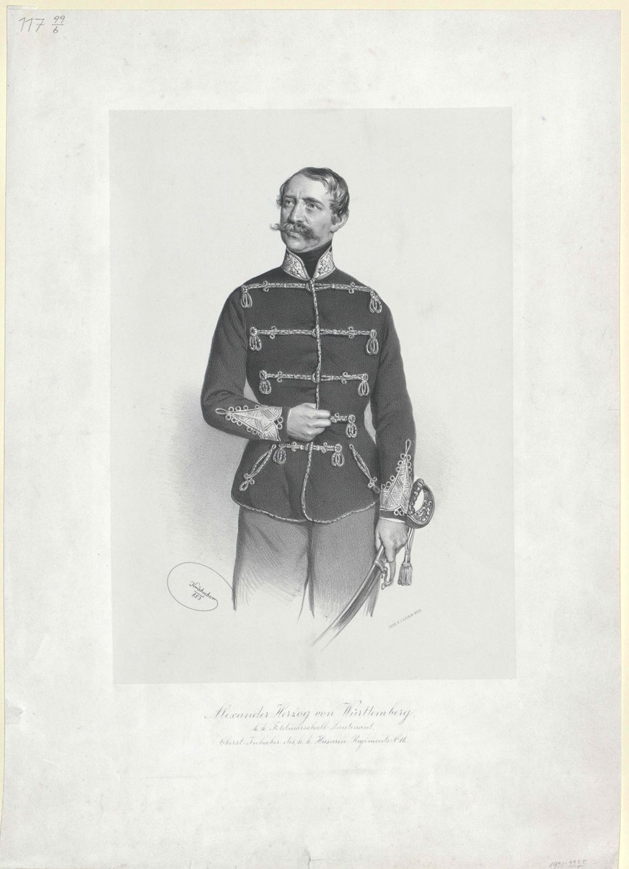 Vévoda württemberský Alexander od Artist Unknown
